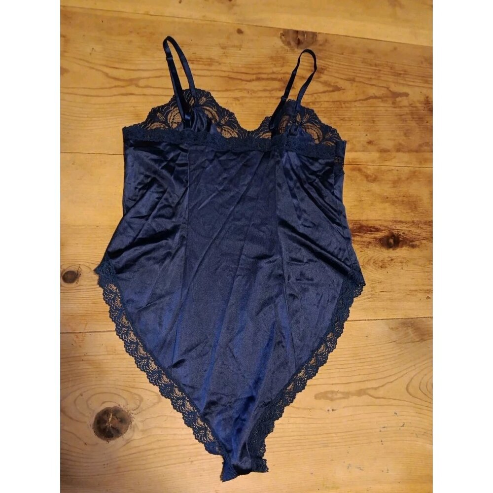 Vtg Montgomery Ward 70s Teddy Lingerie Womens 34 Navy Blue Antron III Nylon USA - Picture 4 of 6